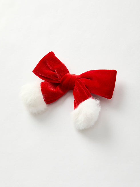 pre-order-winter-christmas-fur-ball-bow-hair-clip - Sophia's StyleAccessories-1
